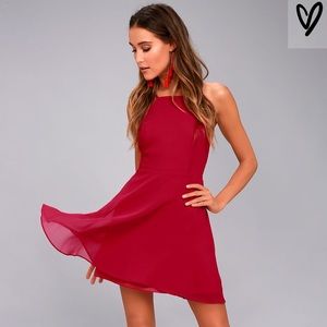 Lulus Red backless skater dress